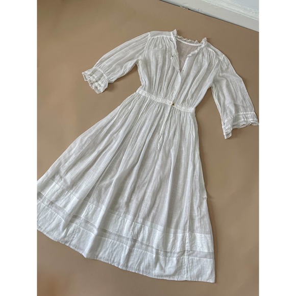 Antique White Long Sleeve Cotton Edwardian Lawn Dress 26-27w - Picture 9 of 13